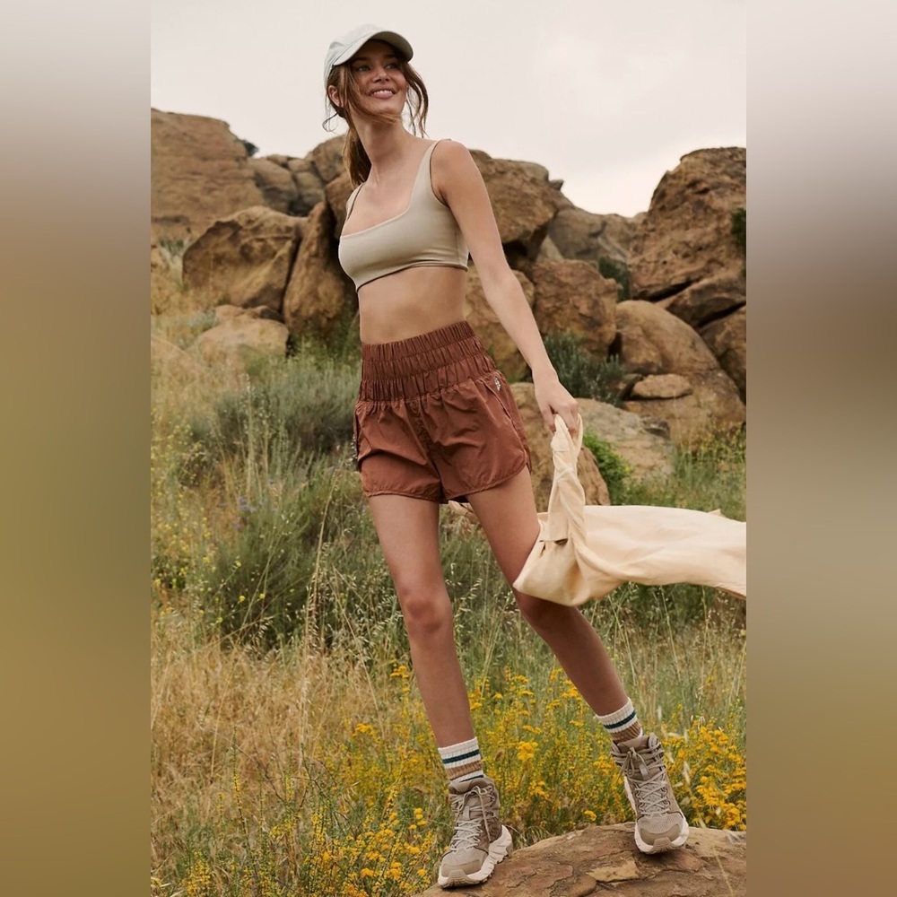 Free People FP Movement The Way Home Lined Shorts In Peruvian Walnut Size S